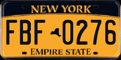 NY license plate FBF0276