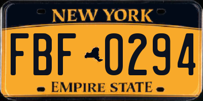 NY license plate FBF0294