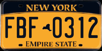 NY license plate FBF0312