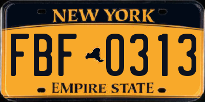NY license plate FBF0313