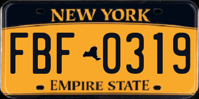 NY license plate FBF0319