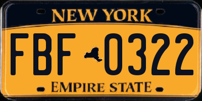 NY license plate FBF0322