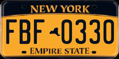 NY license plate FBF0330