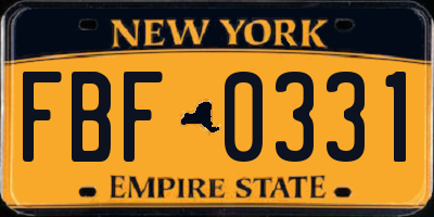 NY license plate FBF0331