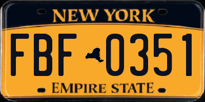 NY license plate FBF0351