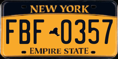 NY license plate FBF0357