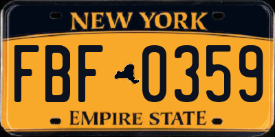 NY license plate FBF0359