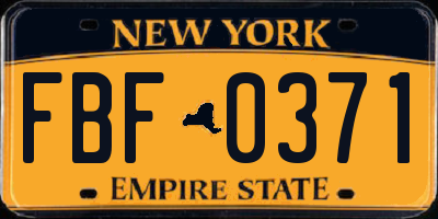 NY license plate FBF0371
