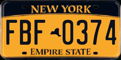 NY license plate FBF0374
