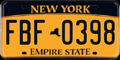 NY license plate FBF0398