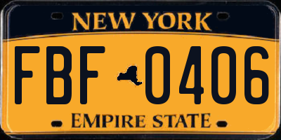NY license plate FBF0406