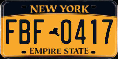 NY license plate FBF0417