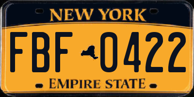 NY license plate FBF0422