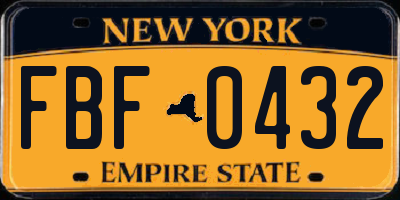 NY license plate FBF0432
