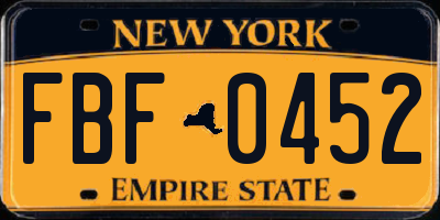 NY license plate FBF0452