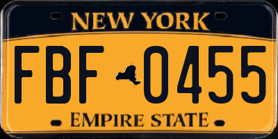 NY license plate FBF0455