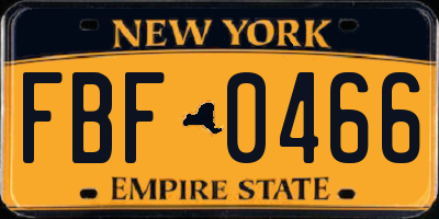NY license plate FBF0466