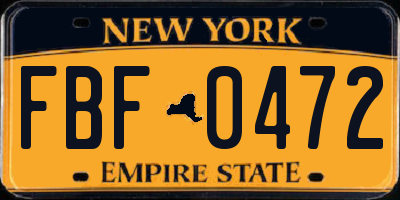 NY license plate FBF0472