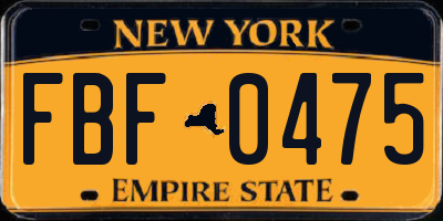 NY license plate FBF0475