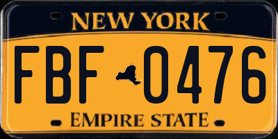 NY license plate FBF0476