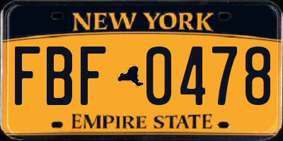 NY license plate FBF0478