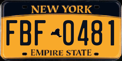 NY license plate FBF0481