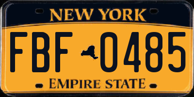 NY license plate FBF0485