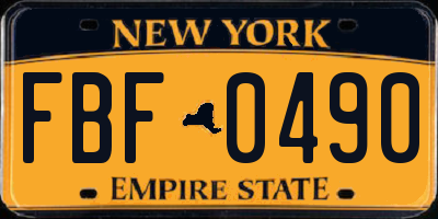 NY license plate FBF0490