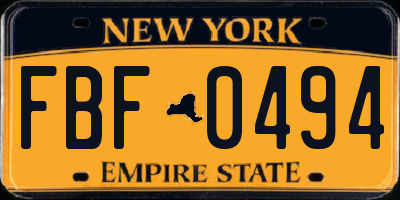NY license plate FBF0494