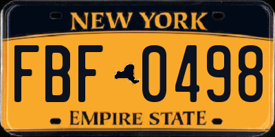 NY license plate FBF0498