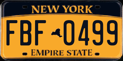NY license plate FBF0499