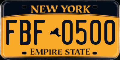 NY license plate FBF0500
