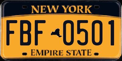 NY license plate FBF0501