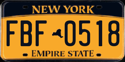 NY license plate FBF0518