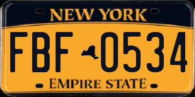 NY license plate FBF0534