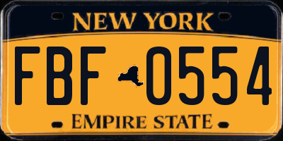 NY license plate FBF0554