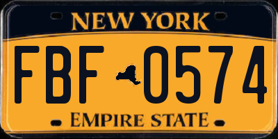 NY license plate FBF0574