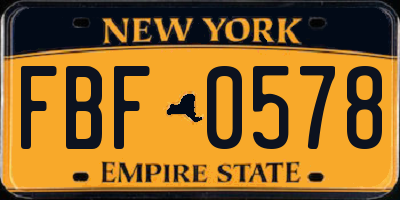 NY license plate FBF0578