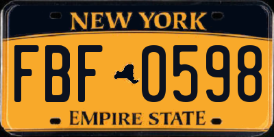NY license plate FBF0598