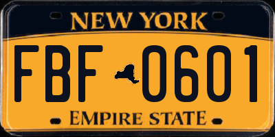 NY license plate FBF0601