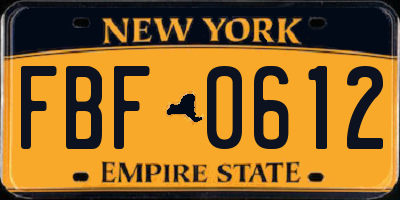 NY license plate FBF0612