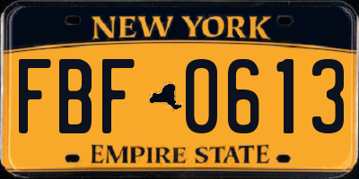 NY license plate FBF0613