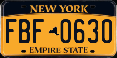 NY license plate FBF0630