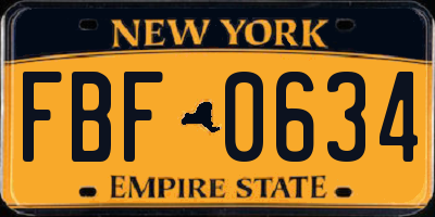 NY license plate FBF0634