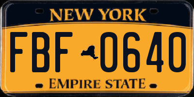 NY license plate FBF0640