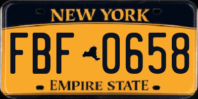 NY license plate FBF0658
