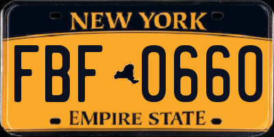 NY license plate FBF0660