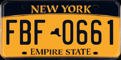 NY license plate FBF0661