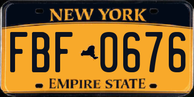 NY license plate FBF0676