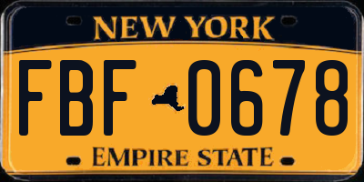 NY license plate FBF0678